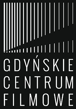 Na czarnym tle białe kreski i napis Gdyńskie Centrum Filmowe