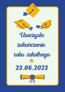 Na białym tle 3 żółte birety i żółte zwinięte w rulon świadectwo.