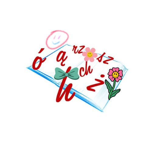 na tle otwartego zeszytu kolorowe literki i kwiaty